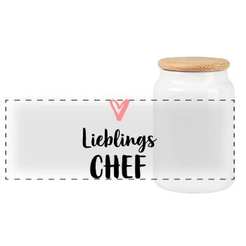 Lieblings Chef Herz Geschenk - Panorama Keksdose mit Holzdeckel - Weiß - Vorne