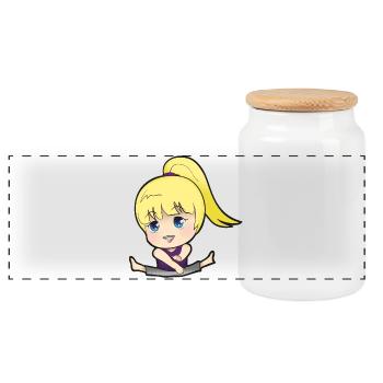 Chibi Anime Manga Splitkick - Boîte à biscuits avec couvercle en bois - blanc - Devant