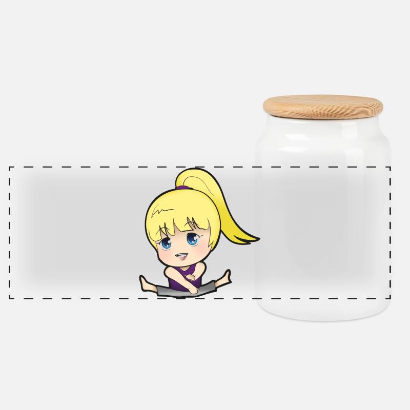 Chibi Anime Manga Splitkick - Panorama Keksdose mit Holzdeckel - Weiß