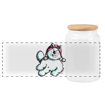 Happy Samoyed - Panoramic Cookie Jar with Wooden Lid - white - Front