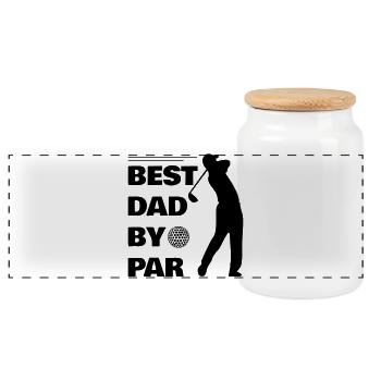 golf - Panoramic Cookie Jar with Wooden Lid - white - Front