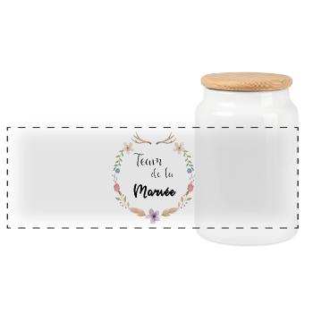 Boho Braut Mannschaft - Panorama Keksdose mit Holzdeckel - Weiß - Vorne
