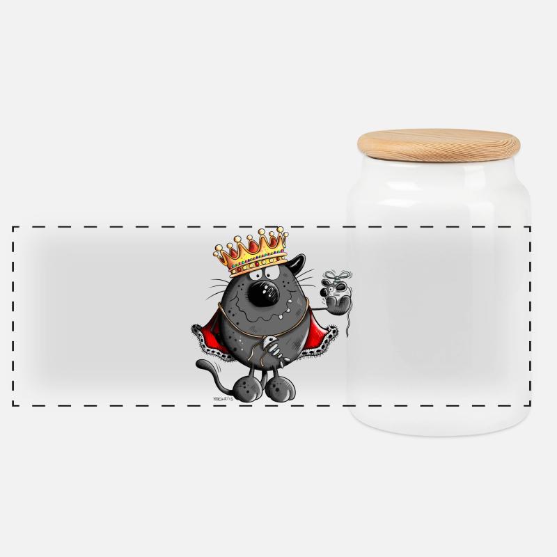 Katzen King - Panorama Keksdose mit Holzdeckel - Weiß
