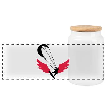 Kiteboarding Kitesurfing Kitesurf Kitesurfer Kiter - Panoramic Cookie Jar with Wooden Lid - white - Front