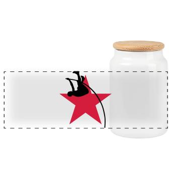 Pole Vault - Stabhochsprung - Saut à la Perche - Panoramic Cookie Jar with Wooden Lid - white - Front