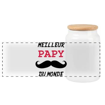 Papy - Famille - Bébé - Naissance - Enfant - Boîte à biscuits avec couvercle en bois - blanc - Devant