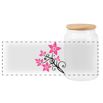 Belle fleurs en filigrane. Élément floral. - Boîte à biscuits avec couvercle en bois - blanc - Devant