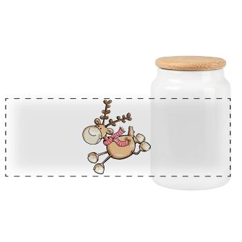 Flinkes Rentier - Rentiere - Ren - Weihnachten - Panorama Keksdose mit Holzdeckel - Weiß - Vorne