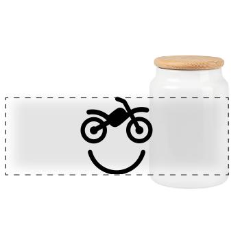 Happy off the road motocross smile - motorcycle - Panorama Keksdose mit Holzdeckel - Weiß - Vorne