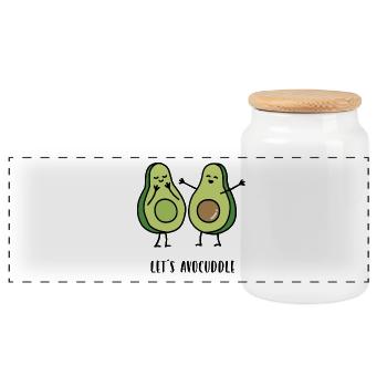 Avocatons - Boîte à biscuits avec couvercle en bois - blanc - Devant