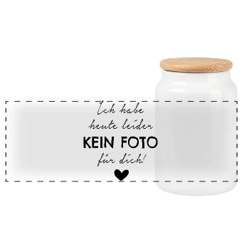 Ich habe heute leider kein Foto für dich! - Panorama Keksdose mit Holzdeckel - Weiß - Vorne