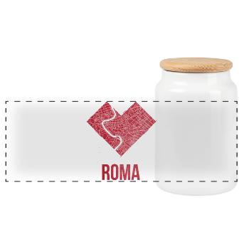 Roma - Panorama Keksdose mit Holzdeckel - Weiß - Vorne