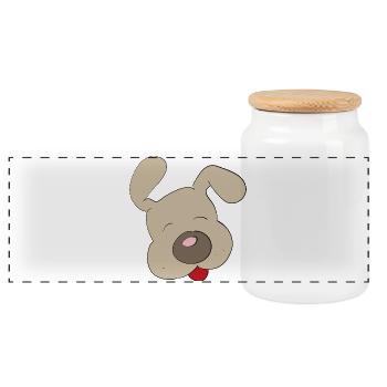 dog - Panoramic Cookie Jar with Wooden Lid - white - Front