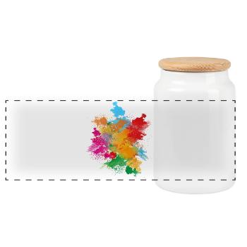 Explosion de poudre de couleur de poudre de couleur - Boîte à biscuits avec couvercle en bois - blanc - Devant