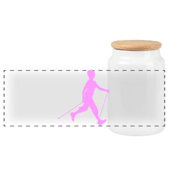 Hiker hiking with Nordic walking - Panoramic Cookie Jar with Wooden Lid - white - Front