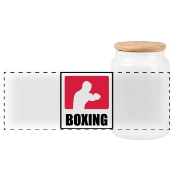 Boxer - Boxen 🥊 - Panorama Keksdose mit Holzdeckel - Weiß - Vorne