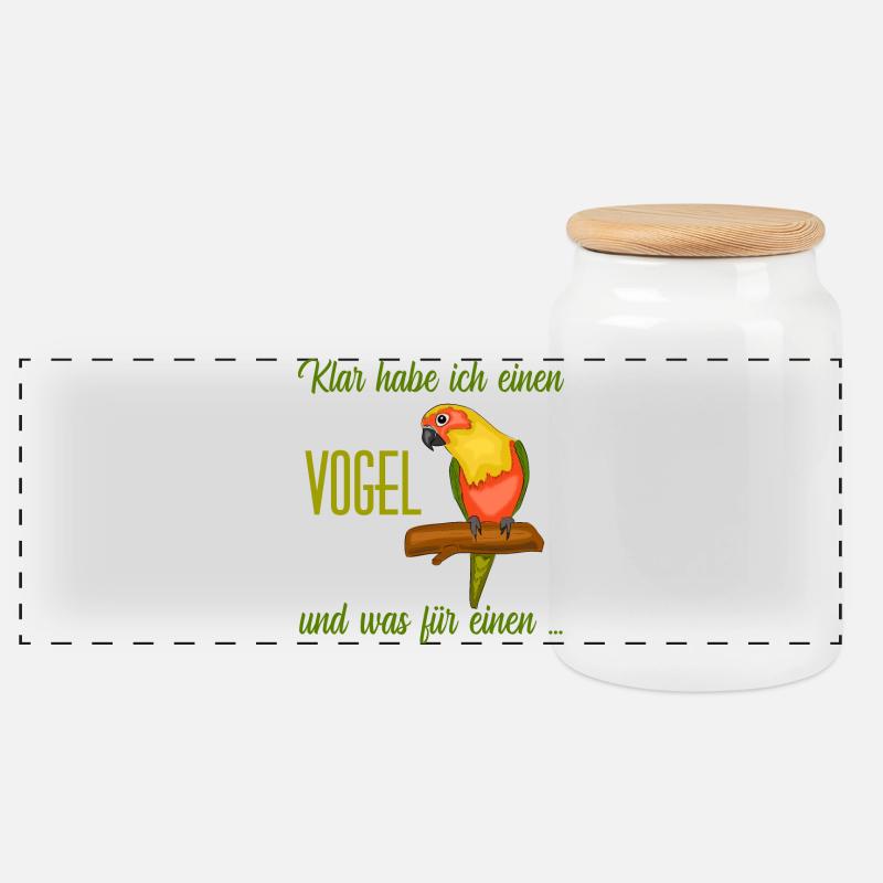 Papagei Motiv mit lustigem Spruch - Panorama Keksdose mit Holzdeckel - Weiß