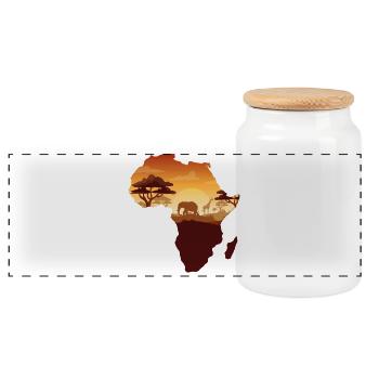 Carte du safari africain - Boîte à biscuits avec couvercle en bois - blanc - Devant