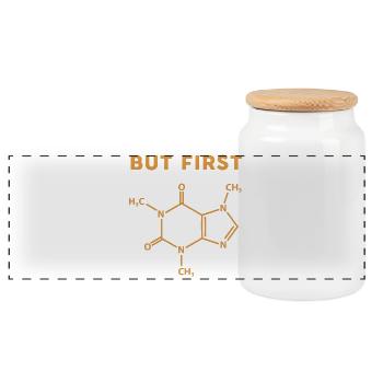 Mais d’abord la molécule de café - Boîte à biscuits avec couvercle en bois - blanc - Devant