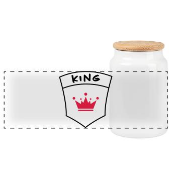 King sur poche de poitrine - Boîte à biscuits avec couvercle en bois - blanc - Devant