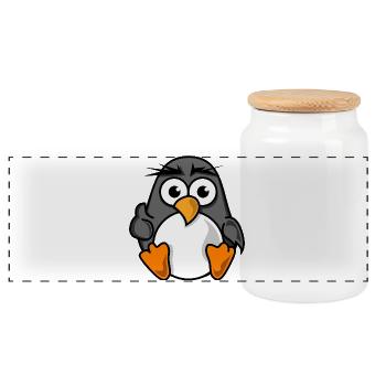 pinguin comic cartoon Symbollustige Tiere icon - Panorama Keksdose mit Holzdeckel - Weiß - Vorne