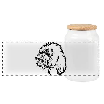 Petit Basset Griffon Vendéen Kopf - Panorama Keksdose mit Holzdeckel - Weiß - Vorne