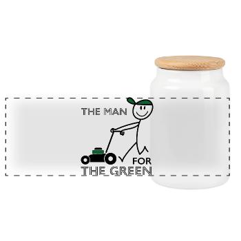 Funny sayings for gardeners - Panoramic Cookie Jar with Wooden Lid - white - Front