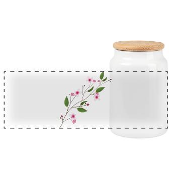 cherry blossom - Panoramic Cookie Jar with Wooden Lid - white - Front