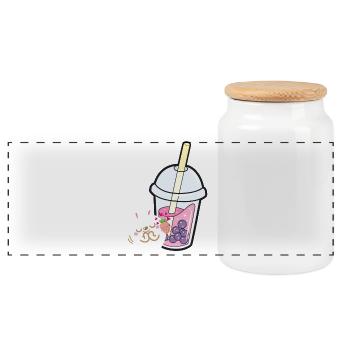 Cœurs de lapin au thé bulle Kawaii - Boîte à biscuits avec couvercle en bois - blanc - Devant