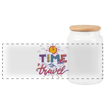 Time To Travel Holiday Adventure Shirt - Panoramic Cookie Jar with Wooden Lid - white - Front