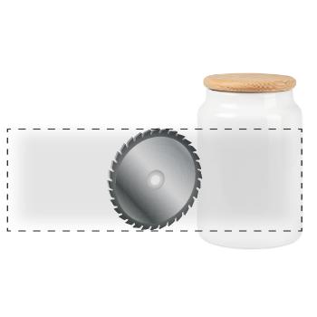 single circular saw blade metal paints - Panoramic Cookie Jar with Wooden Lid - white - Front