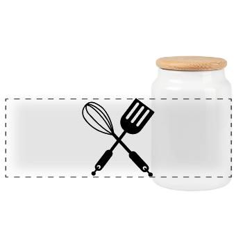 Ustensiles de cuisine - Boîte à biscuits avec couvercle en bois - blanc - Devant