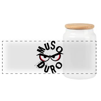 Muso Duro - Visage grincheux - Boîte à biscuits avec couvercle en bois - blanc - Devant