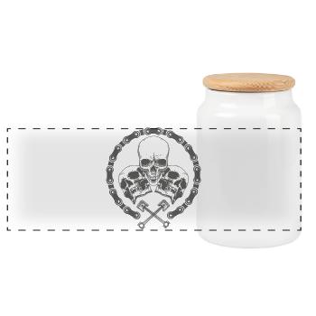 Conception de crâne sombre et de clés croisées - Boîte à biscuits avec couvercle en bois - blanc - Devant