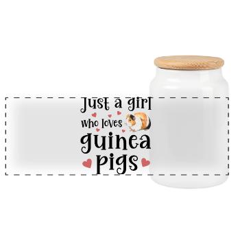Guinea pig - Panoramic Cookie Jar with Wooden Lid - white - Front
