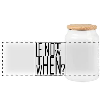 Wenn nicht jetzt, wann dann? IF NOT NOW THEN WHEN - Panorama Keksdose mit Holzdeckel - Weiß - Vorne