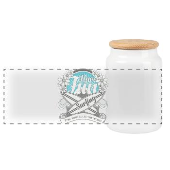 SURFING, SURFING - Panoramic Cookie Jar with Wooden Lid - white - Front