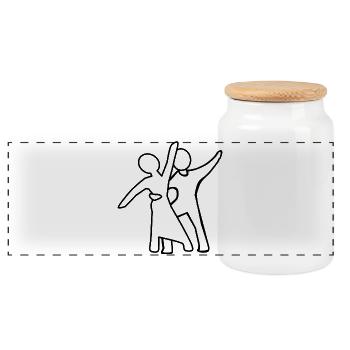 Dance couple Silhouette - Panoramic Cookie Jar with Wooden Lid - white - Front