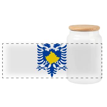 Albania Kosovo Flag - Panoramic Cookie Jar with Wooden Lid - white - Front