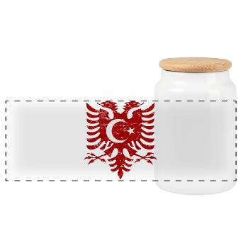 Albanien Türkei Flagge used look - Panorama Keksdose mit Holzdeckel - Weiß - Vorne