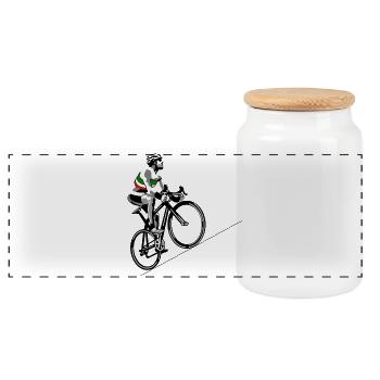 Cycliste avec drapeau italien - Boîte à biscuits avec couvercle en bois - blanc - Devant