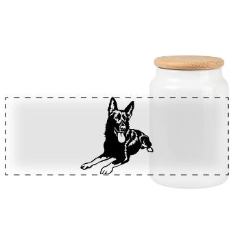 German Shepherd - Panoramic Cookie Jar with Wooden Lid - white - Front