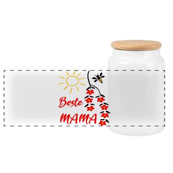 beste Mama, Muttertag - Panorama Keksdose mit Holzdeckel - Weiß - Vorne