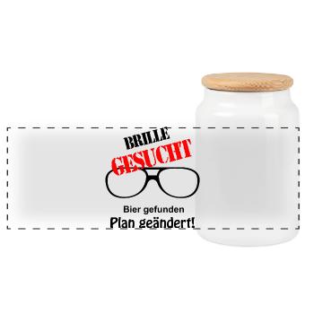 Brille gesucht - Panorama Keksdose mit Holzdeckel - Weiß - Vorne