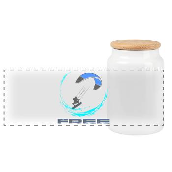 Kitesurfing - Panoramic Cookie Jar with Wooden Lid - white - Front