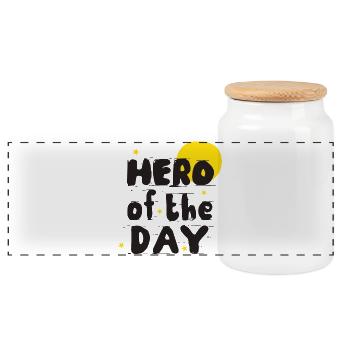 Hero of the Day! Held des Alltags! schöner Spruch - Panorama Keksdose mit Holzdeckel - Weiß - Vorne
