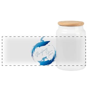 Surfing, surfing time - Panoramic Cookie Jar with Wooden Lid - white - Front