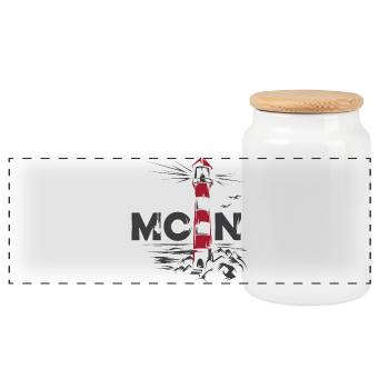 moin Leuchtturm Möwen Ostsee Nordsee Meer See - Panorama Keksdose mit Holzdeckel - Weiß - Vorne