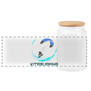 Kitesurfing - Panoramic Cookie Jar with Wooden Lid - white - Front