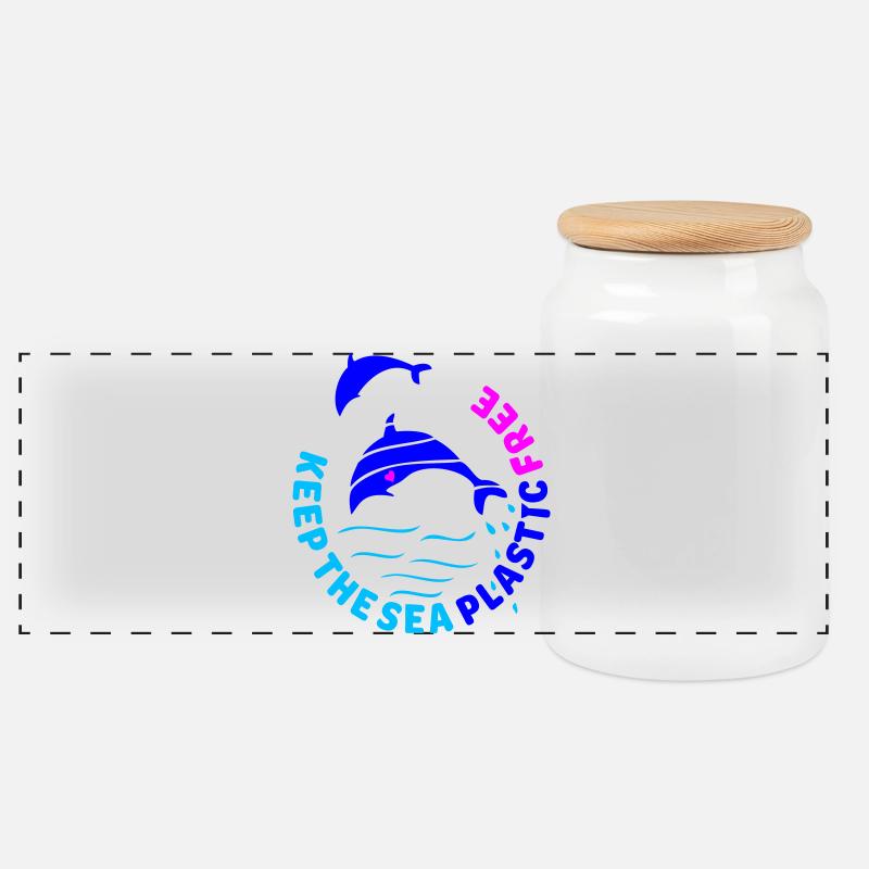 keep the sea plastic free - Panorama Keksdose mit Holzdeckel - Weiß